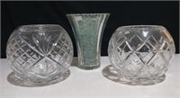 Lot of 3 Assorted Crystal / Glass Vases