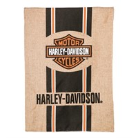 New Harley Davidson Burlap Flag