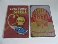 2 Shell Oil Tin Signs