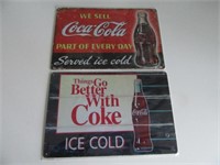 2 Coca Cola Tin Signs
