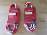 2 New Epicord 3 Outlet Extension Cord 10ft