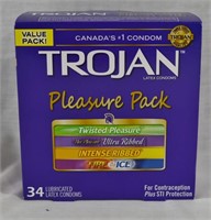 New Sealed Trojan Pleasure Pack Condoms Box 34