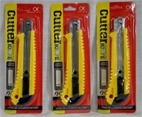 New 3 pcs Box Cutter Knives 5mm Blades