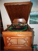 Antique Oak Silvertone Record Player