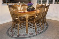 Oak dining table and chairs