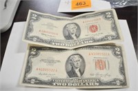 2-$2 Dollar Bills 1953 Series