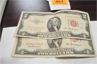 2-$2 Dollar Bills 1953A Series