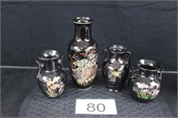 Black Asian Theme - Set of (4) Vases