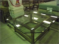 LA BRAGE GLASS AND BRASS TABLE