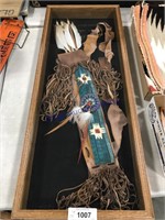 Indian quiver w/ arrows display in showcase, 13x33