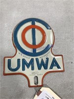 UMWA tin sign, 4 x 5