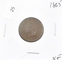 1865 INDIAN HEAD CENT XF RARE DATE