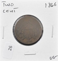 1866 TWO CENT PIECE VG
