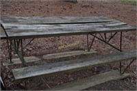 Steel framed picnic table