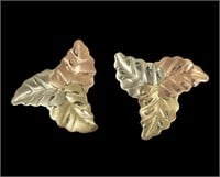 14K Tricolor gold leaf post earrings