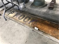 Framed tin sign(rusted), 16" x 9 ft. long