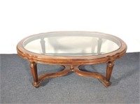 Ethan Allen Coffee Table with Glass Top