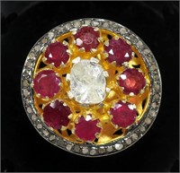 Sterling silver natural ruby and sheild cut