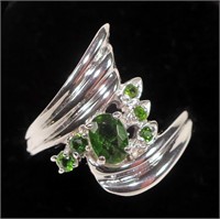 Sterling silver chrome diopside bypass style
