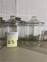 2- GLASS FOOD/ COOKIE JARS, APPROX. 10INCHES TALL