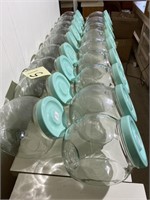 18 GLASS CANDY JARS W/ PLASTIC MINT LIDS