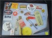 Group of Vintage Anvertising Buttons, Pins, etc.