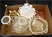 Box of Assorted Glass including Milk Glass