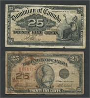 Dominion of Canada 25 Cent Banknotes