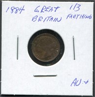 Great Britain 1884 1/3 Farthing AU Coin
