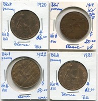 Great Britain 1918-22 1 Penny Coin Collection