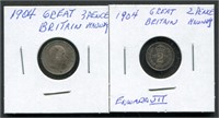 Great Britain 2 & 3 Pence Silver Maundy Coins