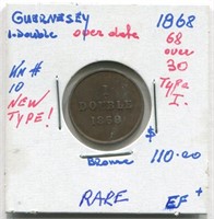 Guernesey 1868 1 Double KM #10 EF+