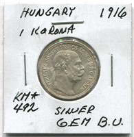 Hungary 1916 1 Korona KM #492 B.U.
