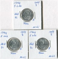 Italy 1954-69 5 Lira KM#92 B.U. Coin Collection