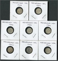 Netherlands 1944 10 Cent Silver Coins