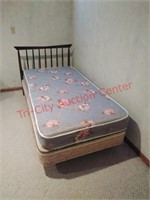 Twin mattress, box spring, and frame