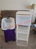 Shopping cart, laundry basket, plastic shelf