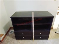 Black TV stand shelving cabinet