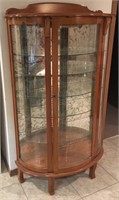 Curved Glass Oak Display Cabinet