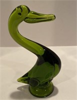 Vintage Green Viking Glass 9 1/2" Duck