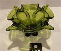 Vintage Green Viking Glass 8" Double Petal Bowl