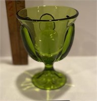 Vintage Green Viking Glass Swing Pedestal Vase