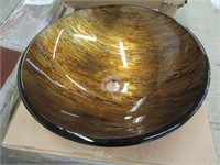 Gold Foil Tempered Glass Vessel Sink