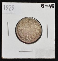 1929 CAD .25c Silver Coin G-VG