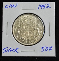 1952 CAD Silver .50c Coin