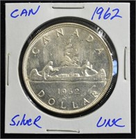 1962 CAD Silver $1 Coin UNC