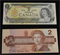 LAst Issue CAD $1 & $2 Banknotes