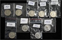 1927/30/36/40/41/42/51/52/54 CAD .05c Coins