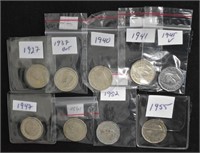 1927/37/40/41/45/47/50/52/55 CAD .05c Coins