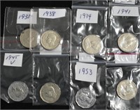 1934/ 35/38/41/45/51/53 CAD .05c Coins